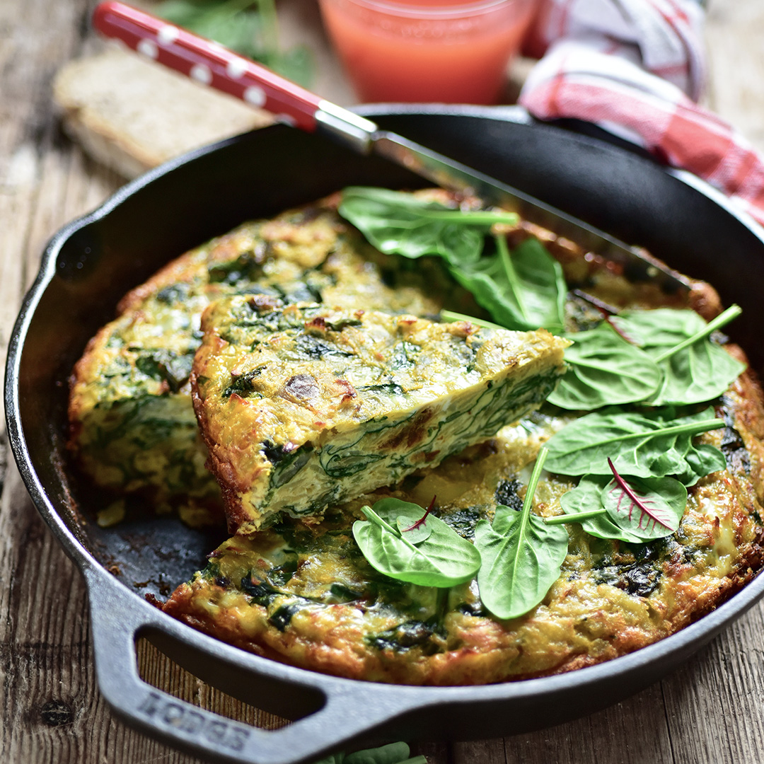 Frittata aux pommes de terre râpées et épinard Régilait