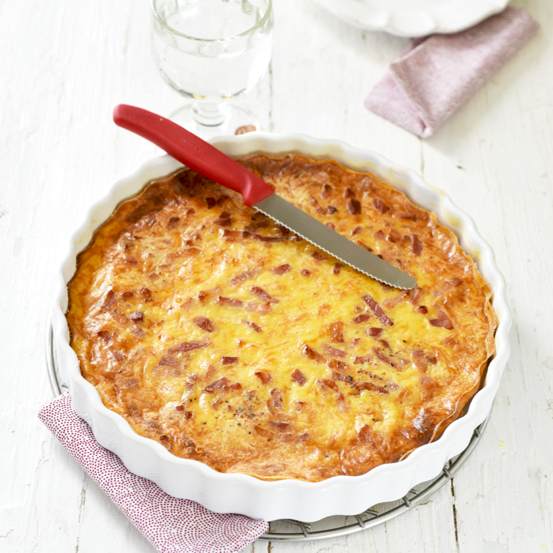Quiche sans pâte aux lardons et gruyère - Régilait