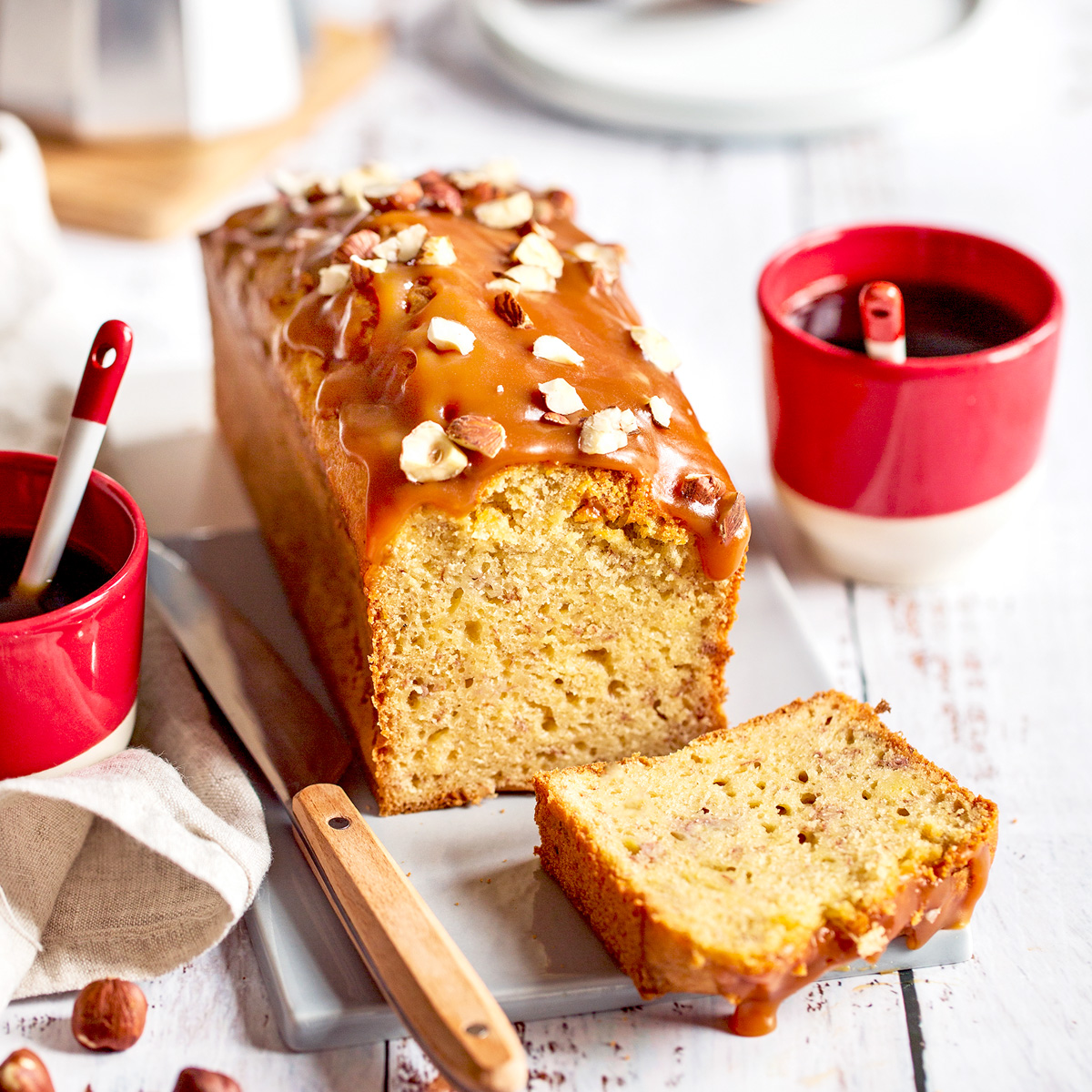 Cake à la banane et caramel beurre salé - Banana bread - Régilait