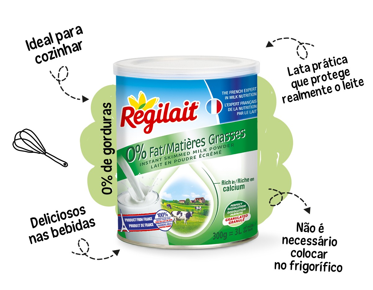 Leite magro em pó instantâneo 0% de gorduras