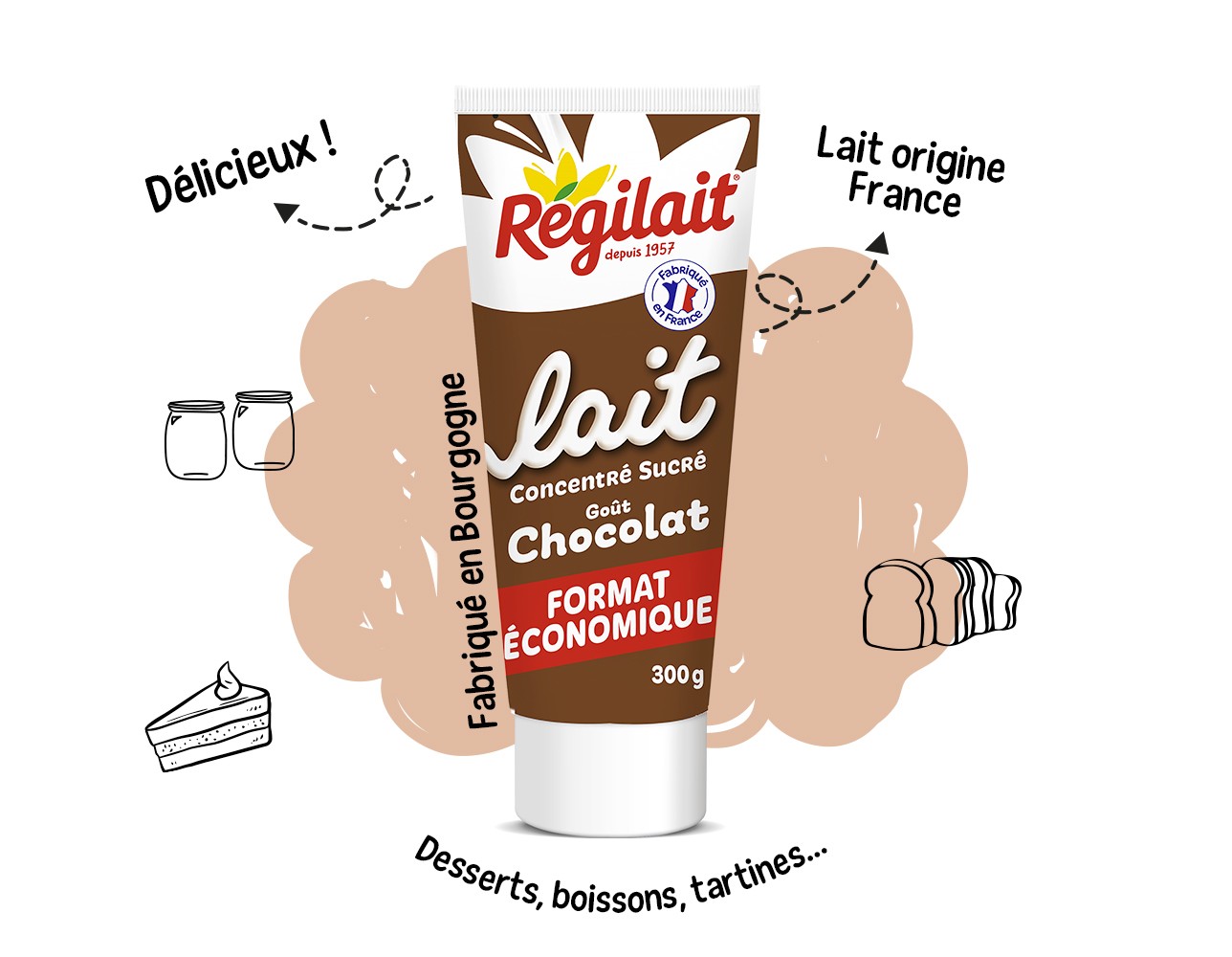 Tube de lait concentré sucré goût chocolat
