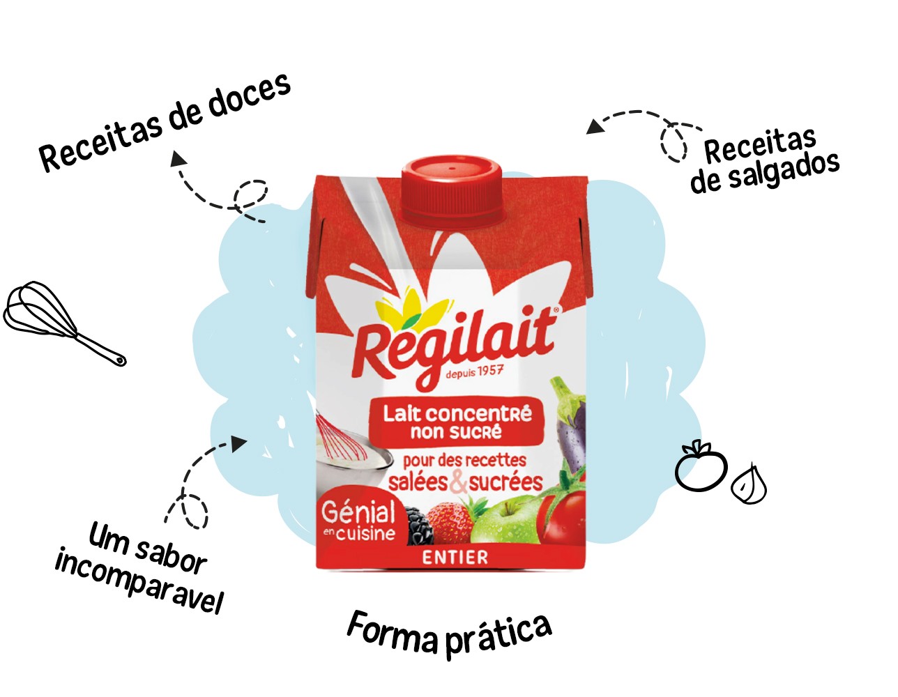 Pacote de leite gordo condensado sem açúcar