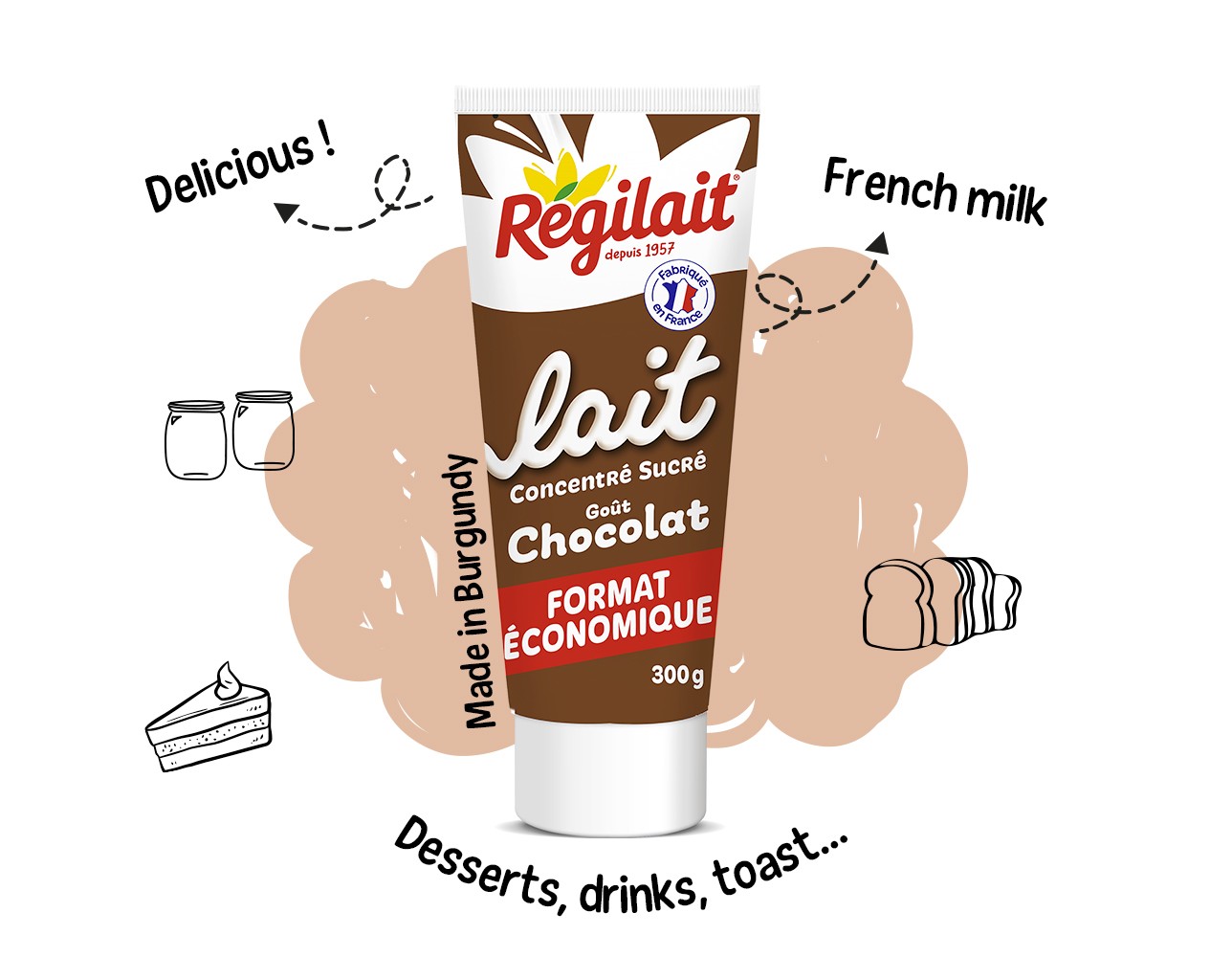 Tube of chocolate-flavoured sweetened condensed milk